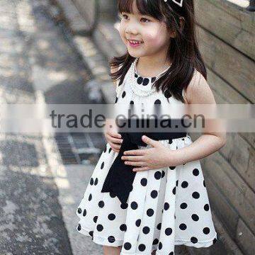 High Quality Children Clothing Frock Design Sleeveless Dot Print Girl Dresses photo-4