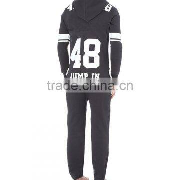 PA0046A Wholesale Cheap Black Printed Men's Jumpsuits With Hoodie photo-2