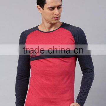 Men Red Navy Blue T-Shirt Custom Color Round Neck Long Raglan Sleeves Bodybuilding Tee 60% Cotton 40% Polyester Material photo-2