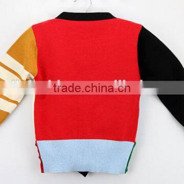 New Design V Neck Contrasted Colors Boys Cardigan Sweater photo-2