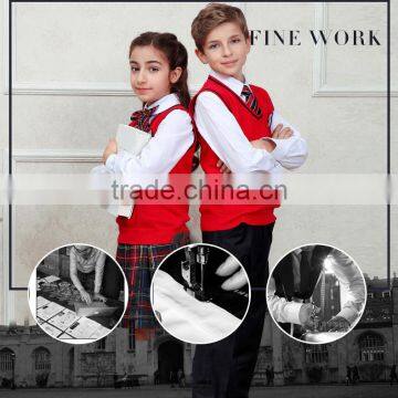 Red Sleeveless Unisex Sweater Vest School Uniforms Design With Picture Primary photo-2