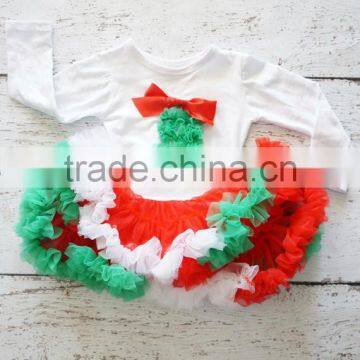 Children christmas gifts for little baby pettiskirt and long sleeve shirt with christmas tree baby outfit