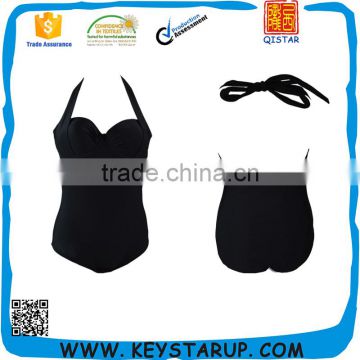 Professional Women Black One-Piece Slim Swimwear