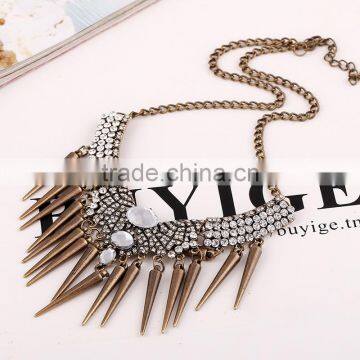 Western Trendy Tassel Luxury Mandarin Orange Rhinestone Crystal Vintage Statement Necklace Jewelry photo-2