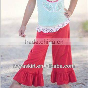 wholesale clothing new york hot girl red ruffle wide pants kid cotton trousers factory outlet kid cotton pyjamas child pants