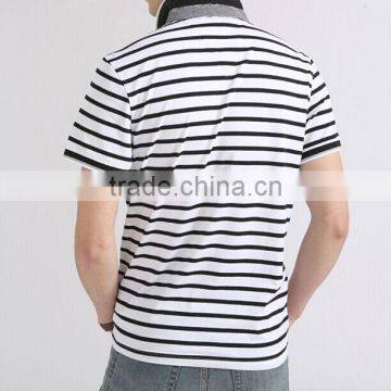 Custom Hot Selling Lowest Price Plain Casual Black and White Stripe Mem's T-shirt Wholesale for Sale photo-3
