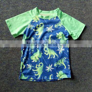 Wholesale boy raglan t shirt short sleeve top Dinosaur Camo Fish kid clothing