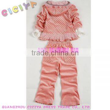 Girl Bowknot Designed Velvet Pajama 3pcs Set(hoody Jacket+hoody Long Sleeve High Collar Tshirt+long Pants) photo-3