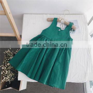 Factory Supply 2-7Y Little Girls Hollow Back Green One-piece Dress Little Girls photo-4