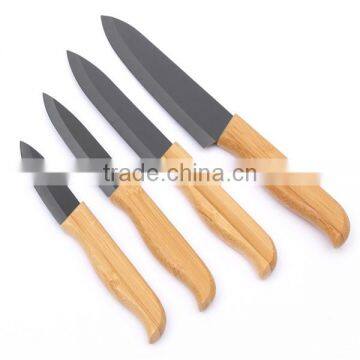 2017 New High Quality Bamboo Handle Ceramic Knife Blade Black Suit Exquisite Kitchen Knife With Holder photo-3