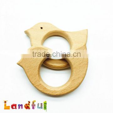 Non-toxic Organic Wood Bird Shape Infant Baby Wooden Pendent Teether