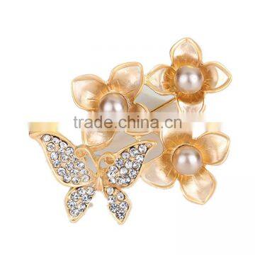 Elegant Butterfly Rhinestone Brooch Pin Pearl Fashion Brooches Flower Brooch Gift