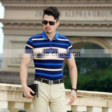 polo shirt men woven stripe polo t-shirt 100% cotton custom logo