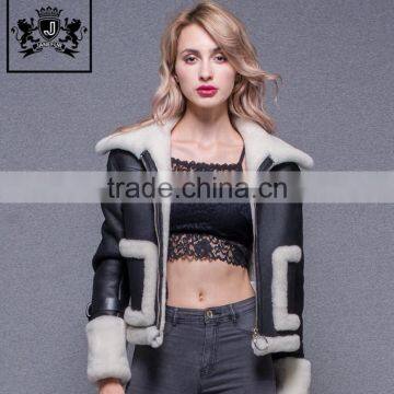 Genuine Leather winter double face coat real fur women sheepskin jackets