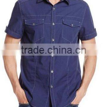 2015 latest style man contrast Stitch Shirt wholesale custom latest shirt designs for men