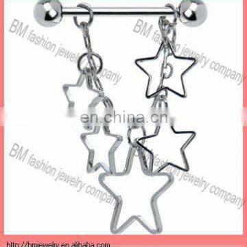 316L stainless steel stars design nipple bar piercing the body jewelry