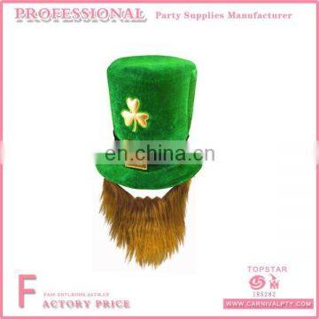 Saint Patrick's Day Clover Hat Funny Party Hats Irish Hat With Beard Green Ireland Festival Hat With Brown