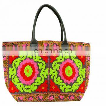 Suzani Embroidery Large Woman Handbags Indian Cotton Shoulder Bag Boho Tote Purse Shopers