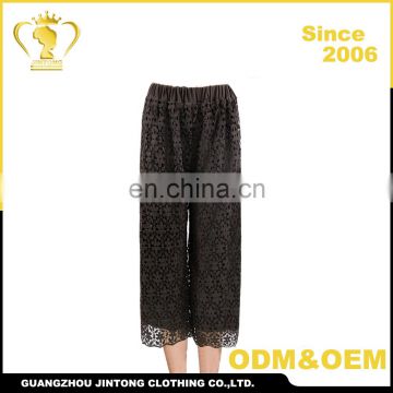 Wholesale women floral lace pants plus size lady trousers