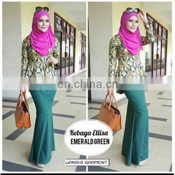 Custom latest design women muslim dress modern songket fabric baju kurung