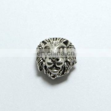 yiwu factory direct sale antique silver 12mm x 12.5mm lion head metal bead