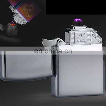 New style hot selling Crossed double arc electric pulse lighters usb charging metal personality lcigarette lighter