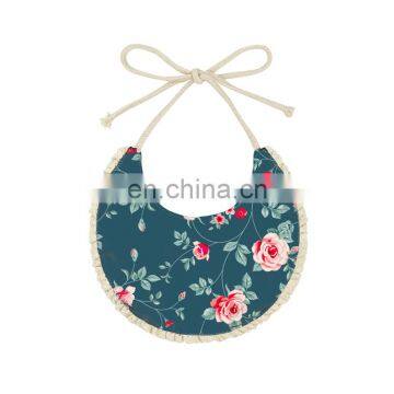 Blackish green background with floral pattern High Quality Baby Bibs For Feeding Multiple Pattern