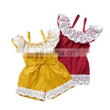 2020 Summer children's Children Onesie shoulder sling lace Onesie jumpsuit romper