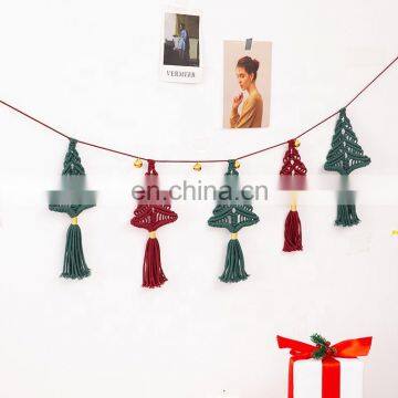 Christmas Home Wall Decoration Hand Made Macrame Cotton Rope Christmas Tree Hanging Boho photo-5