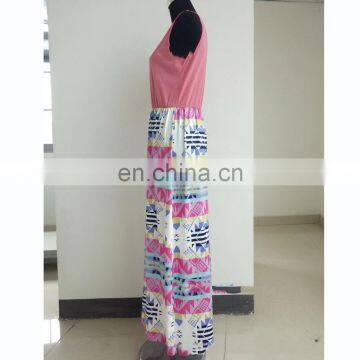 2019 Mommy and me Pink Print Cotton Sleeveless Kids Women Maxi Dress Summer (this Link for Girls,1-13years) photo-4