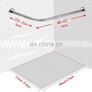 Drill Free Adjustable 304 Stainless Steel Stretchable L Shaped Corner Shower Curtain Rod