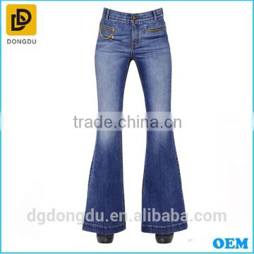 OEM Service Design Organic Lady Cotton Bell-bottoms Denim Jeans