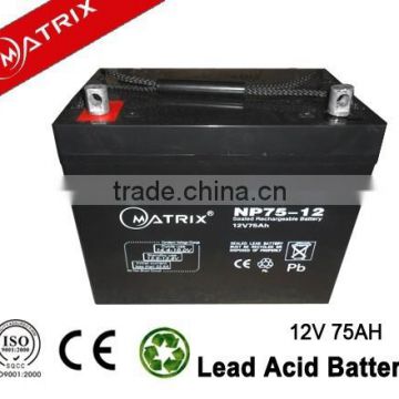 Industrial and stationary 12v 75ah solar battery for PV system