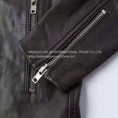 2021 New Fashion Classic Men's Washed Genuine Sheepskin Leather Jacket photo-2