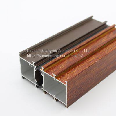 Wood grain extrusion heat insulation aluminum profiles for windows and doors