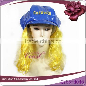 ladies funny fashion hats with fake hair attached