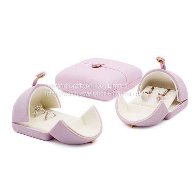 Creative Double Door Leather Box Pair Ring Box Necklace Earring Brooch Bracelet Long Chain Box photo-3