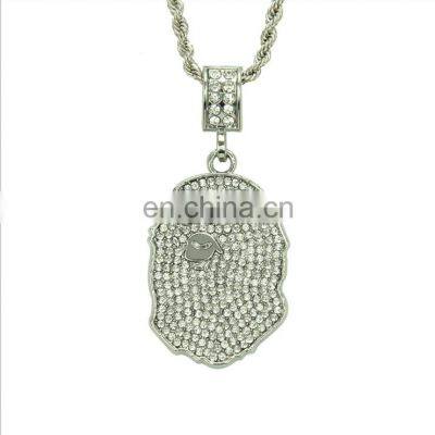 New Arrive Hip Hop Ape Head Necklace Fashion Jewelry Accessories Personality Full Diamond Jewelry Necklace