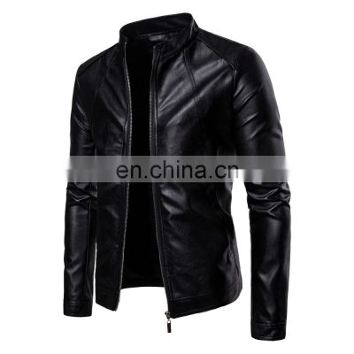 2021 Hot Sell Custom plus size men's jackets new Fashion mens Black PU Leather Jacket