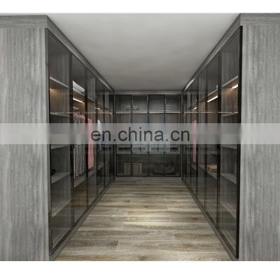 U Shaped Walk in Wardrobe Modern Mirrored Wardrobe Cabinet for Bedroom