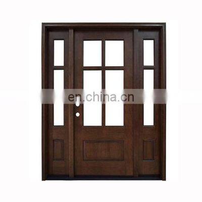 Modern Solid Mahogany Wood Front Door With Glass Best Paint for Wood Panel Partition Entry Doors photo-3