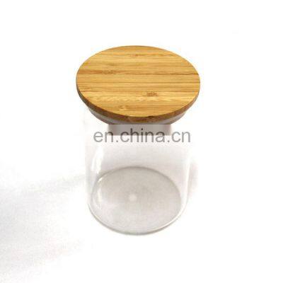 Glass Jar with Bamboo Wooden Lid  Kitchen Glass Sealed Grain Canister Food Storage Container for Salt Coffee Bean Sugar Tea