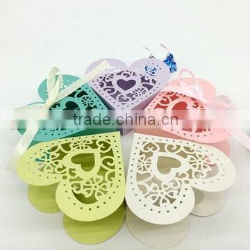 European Style Wedding Favor Heart Shape Candy Gift Box Laser Cut