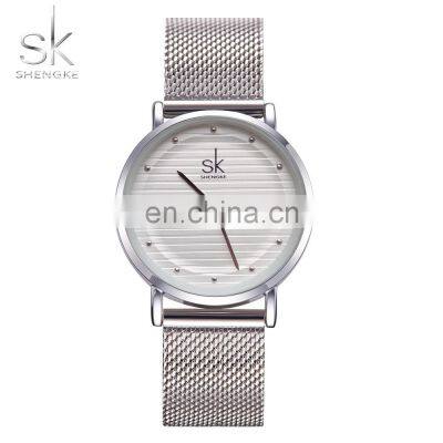 SHENGKE Full Sliver Women Wrist Watches K0049L Girls Mesh Band Watch Ultra Ladies Handwatch Bracelet Watch photo-2