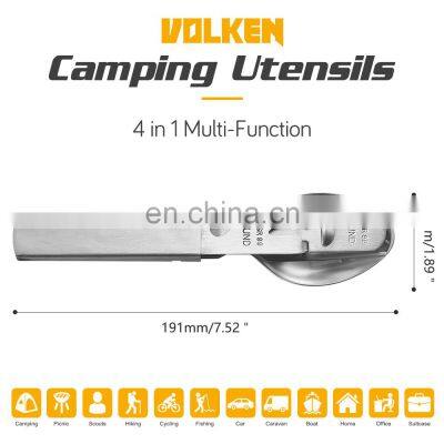High Quality Outdoor Stainless Steel Camping Tableware 4 in 1 Portable Bottle Opener With Knife, Fork and Spoon photo-3