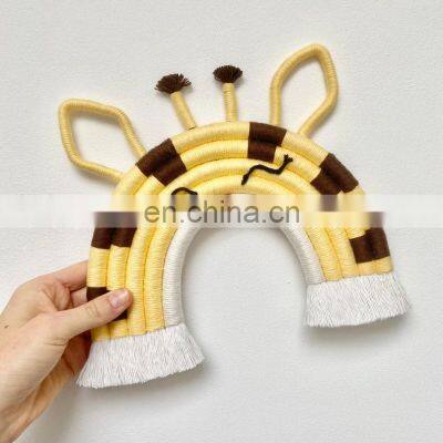 New Ideal Giraffe Macrame Wall Hanging Cheap Wholesale Animal Rainbow Nursery Decor , Baby Room Decor