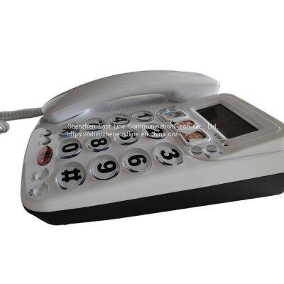 Landline Phone Analog Telephone With Display Shinny Surface photo-3