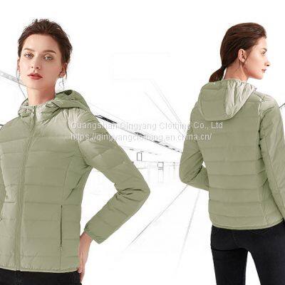 Chinese factory wholesale winter outdoor coat custom logo Long Sleeves Hooded Down Filled Puffer women's jackets