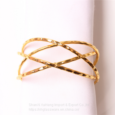 Alloy Napkin Holder Gold Hollowed Cross Napkin Ring For Party Feast Table Decoration photo-2