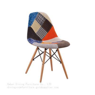 Patchwork Fabric Chair High Back Wooden Legs DC-F01